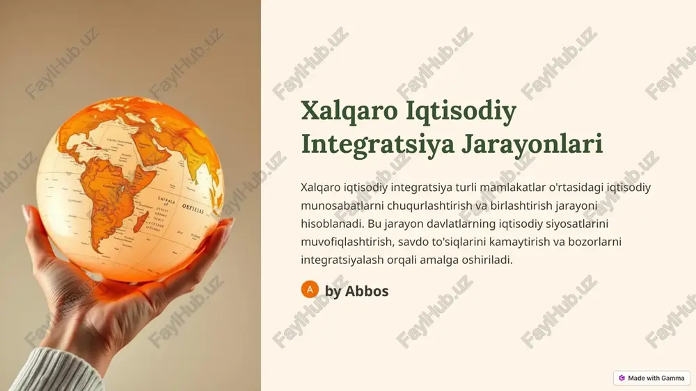 xalqaro iqtisodiy integratsiya jarayonlari — PPTX