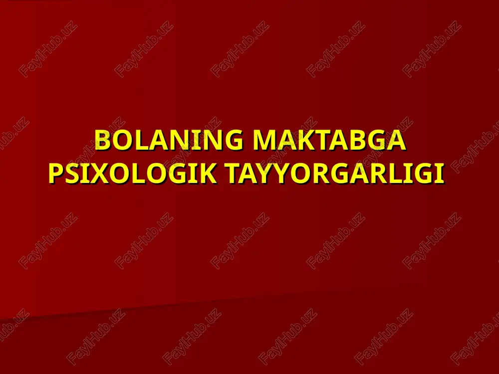 bolaning maktabga psixologik tayyorgarligi — PPT