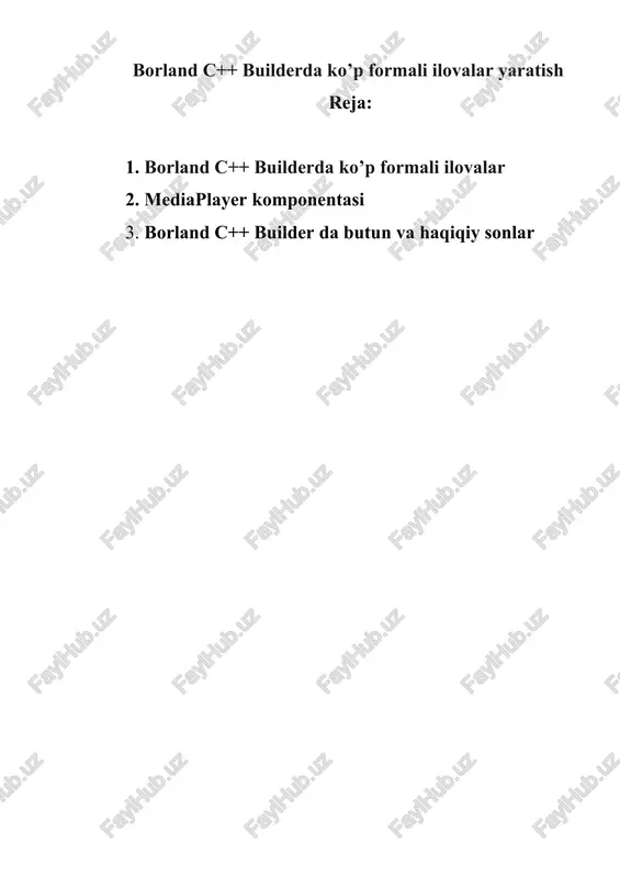 borland c++ builderda ko’p formali ilovalar yaratish — DOCX