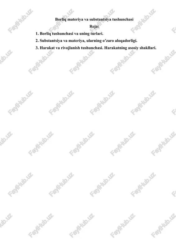 borliq materiya va substantsiya tushunchasi — DOCX