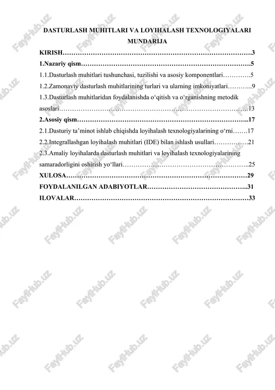 dasturlash muhitlari va loyihalash texnologiyalari — DOCX