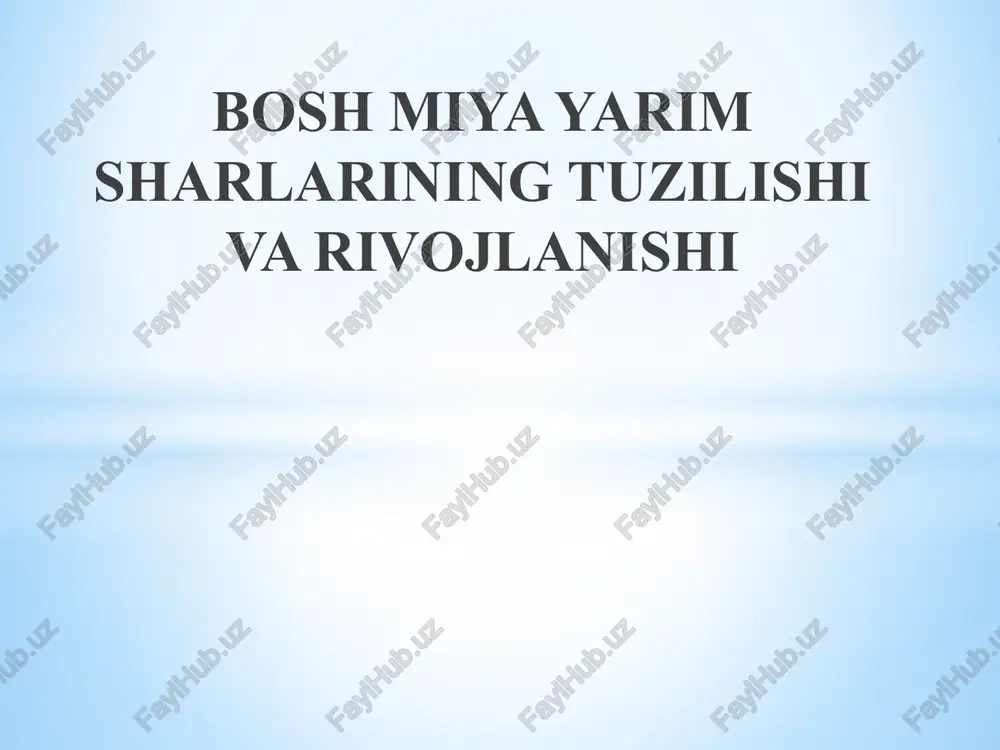 bosh miya yarim sharlarining tuzilishi va rivojlanishi — PPTX