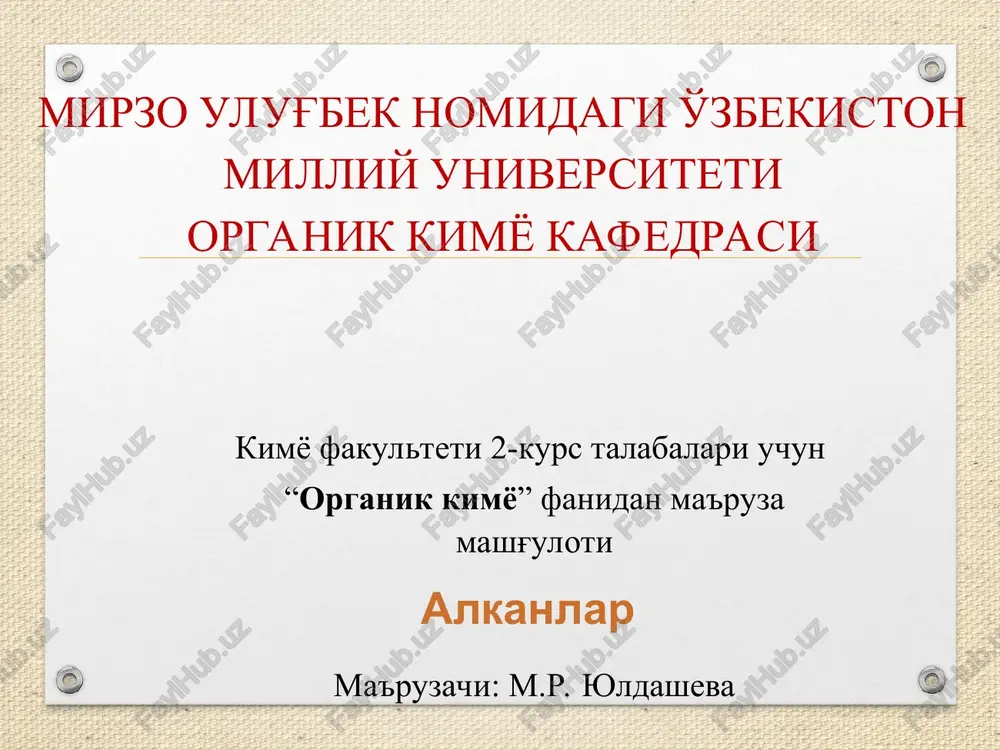 alkanlar — PPT