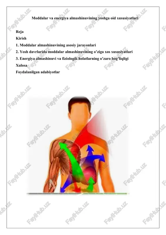 moddalar va energiya almashinuvining yoshga oid xususiyatlari — DOCX