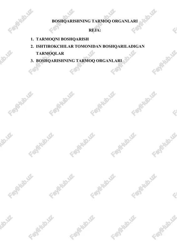 boshqarishning tarmoq organlari — DOCX