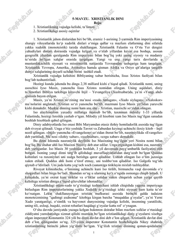 xristianlik dini — DOCX