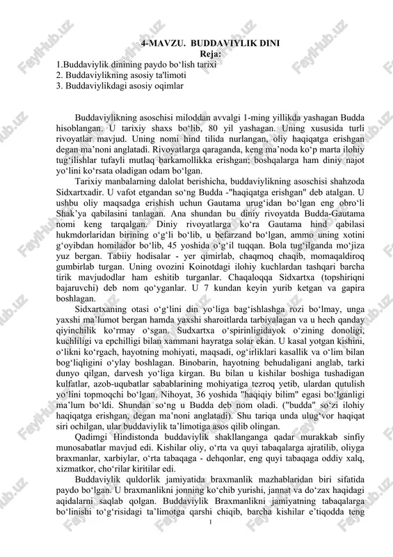 buddaviylik dinining ta'limoti — DOCX
