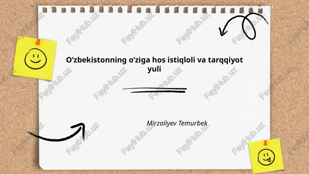 oʻzbekistonning oʻziga hos istiqloli va tarqqiyot yuli — PPTX