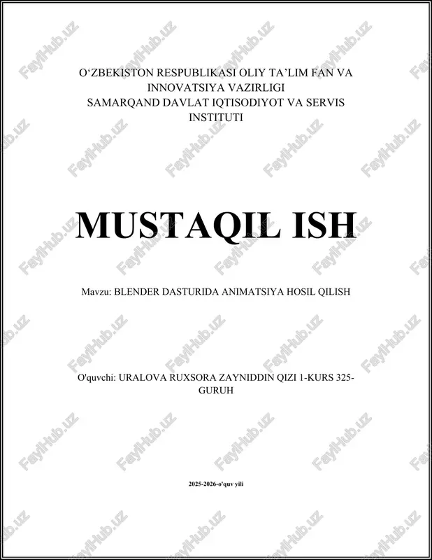 blender dasturida animatsiya hosil qilish — DOCX