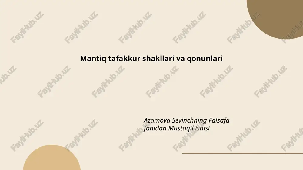 mantiq tafakkur shakllari va qonunlari — PPTX