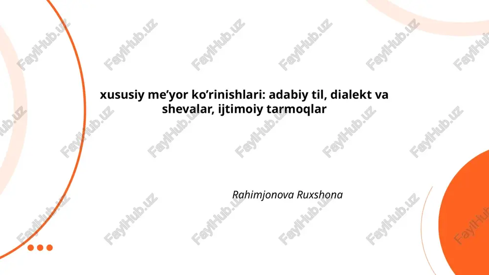 adabiy til normativ-pragmatik xususiyatlari — PPTX