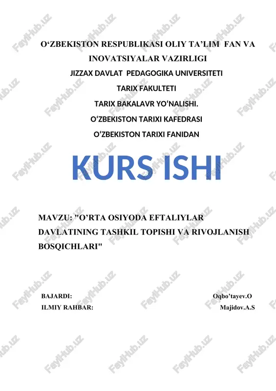 eftaliylar davlati tashkil topishi — DOC