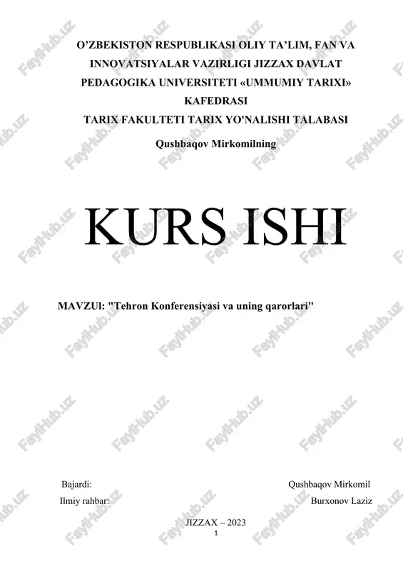 tehron konferensiyasi va uning qarorlari — DOCX