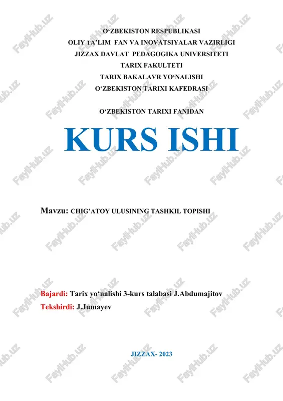 chig’atoy ulusining tashkil topishi — DOC