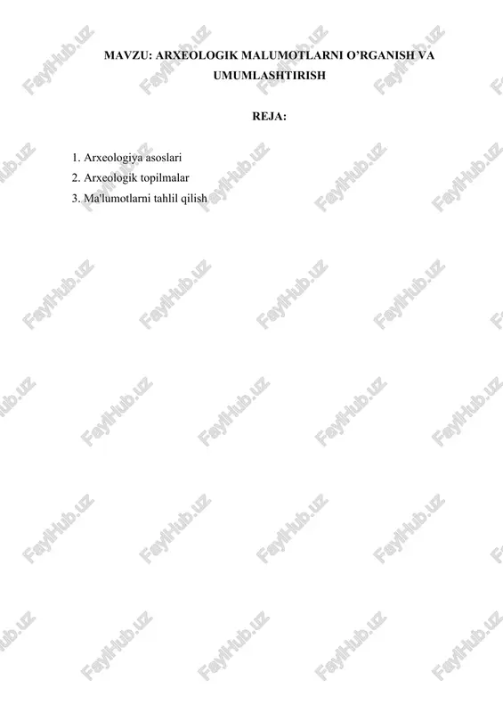 arxeologiya asoslari — DOCX