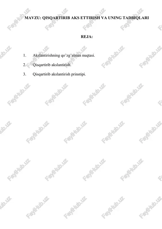 qisqartirib aks ettirish va uning tadbiqlari — DOCX