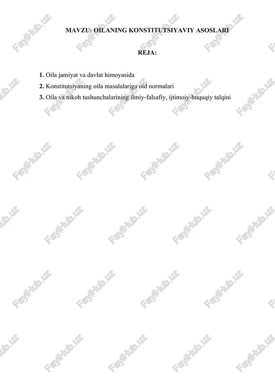 oilaning konstitutsiyaviy asoslari — DOCX