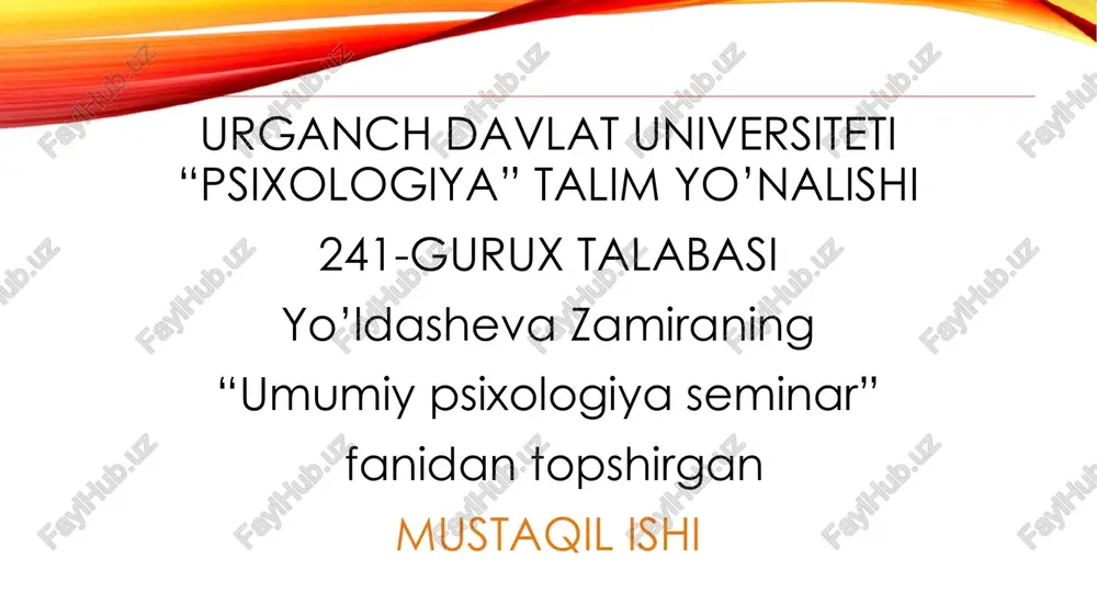 umumiy psixologiya seminar — PDF