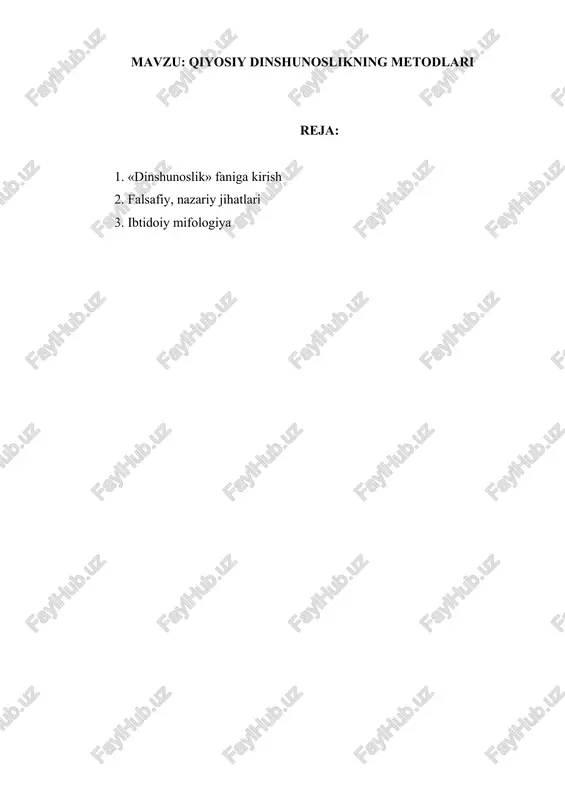qiyosiy dinshunoslikning metodlari — DOCX