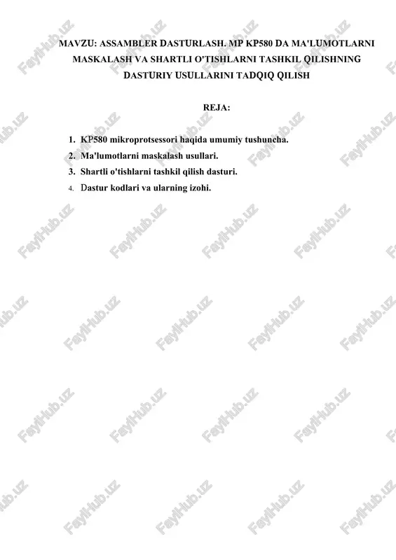 assembler dasturlash — DOCX
