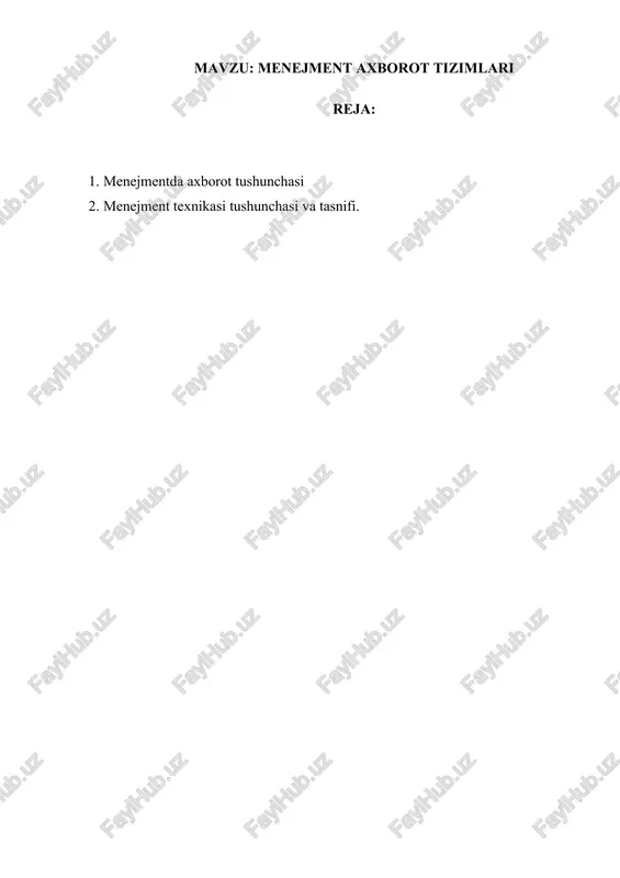 menejment axborot tizimlari — DOCX