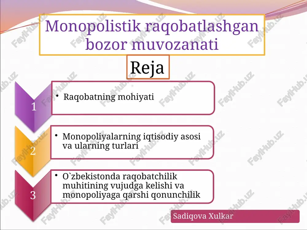 monopolistik raqobatlashgan bozor muvozanati — PPTX