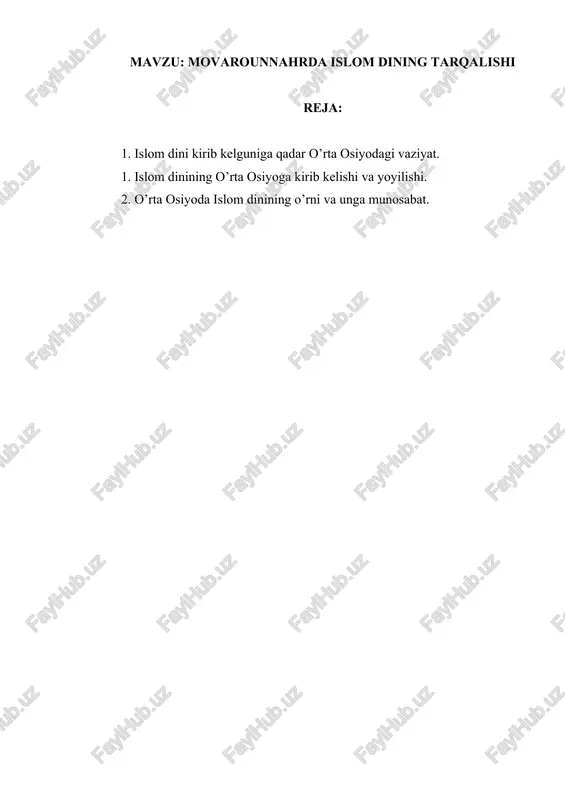 movarounnahrda islom dining tarqalishi — DOCX