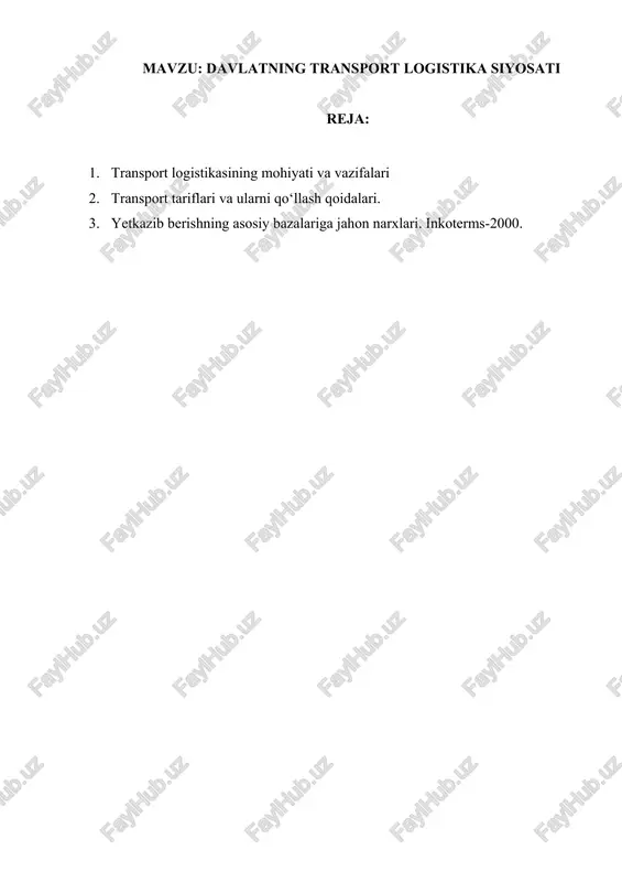 davlatning transport logistika siyosati — DOCX