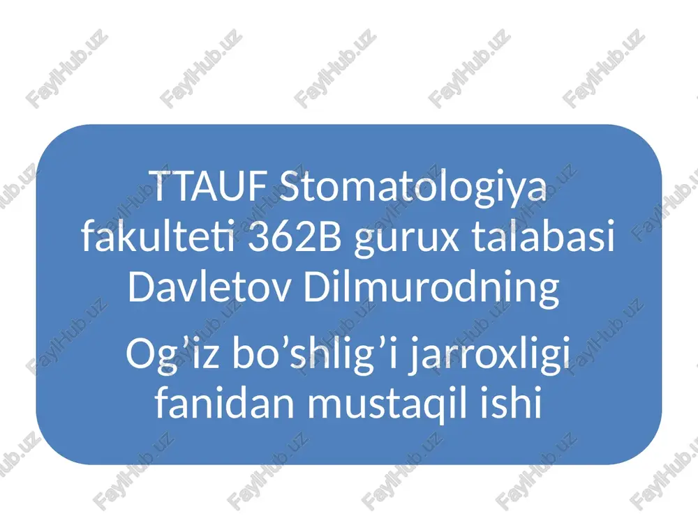 stomatologik jarrohlik asboblari klassifikatsiyasi — PPTX