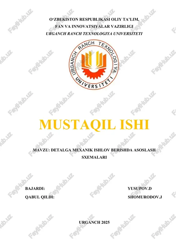 detalga mexanik ishlov berishda asoslash sxemalari — DOCX