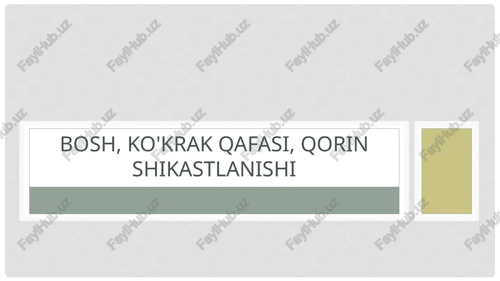 bosh, ko'krak qafasi, qorinshikastlanishi — PPTX