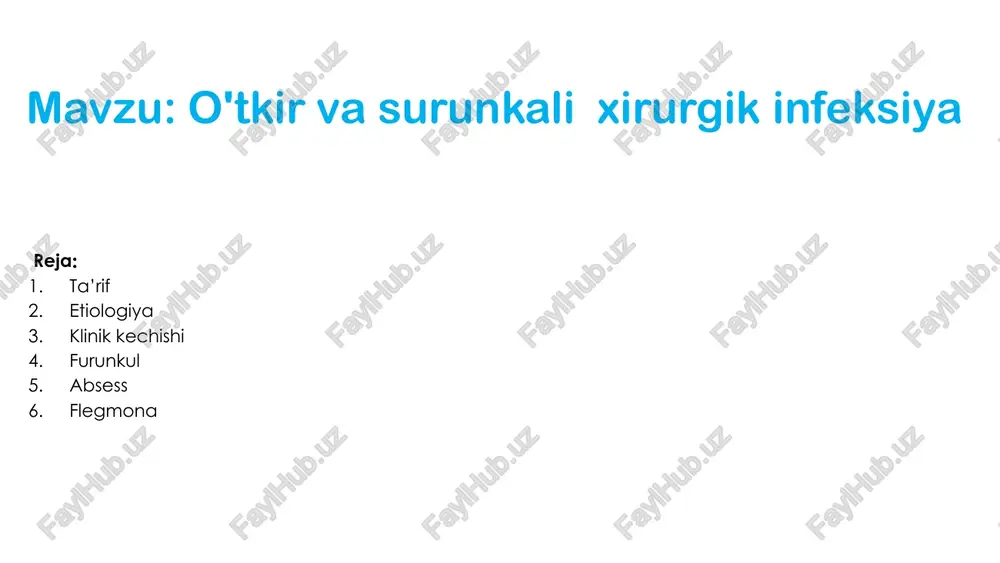 o'tkirva surunkali xirurgik infeksiya — PPTX
