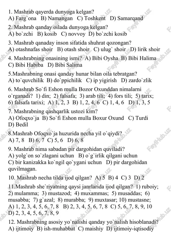 mashrabning insoniy yo'nalishi — DOCX