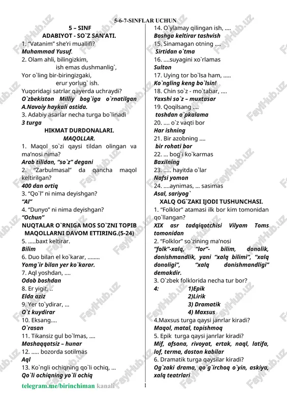 adabiyot - so`z san’ati — DOC