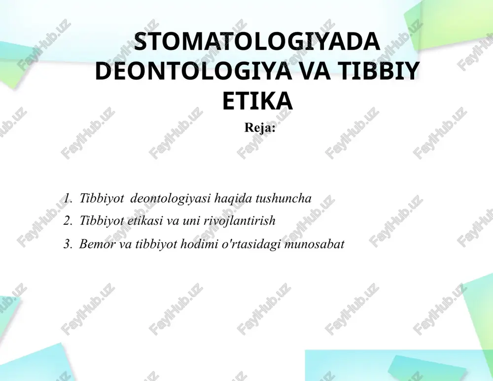 tibbiyotdeontologiyasi — PPTX