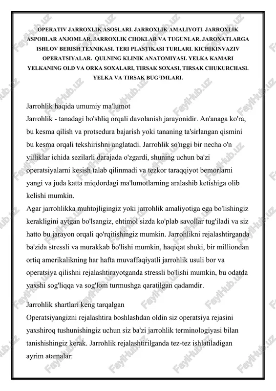 jarrohlik haqida umumiy ma'lumot — DOCX