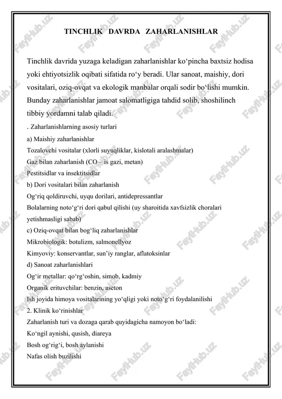 zaharlanishlar — DOCX