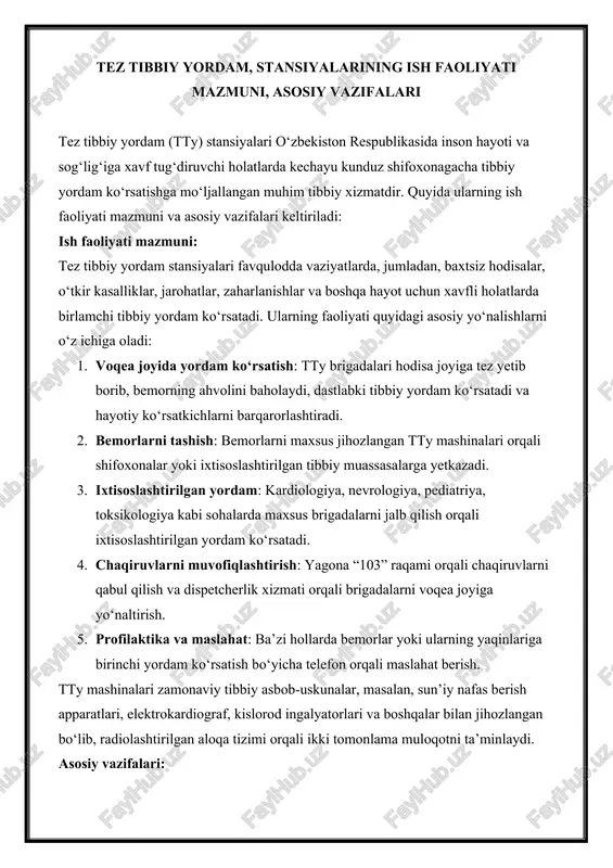 tez tibbiy yordam — DOCX