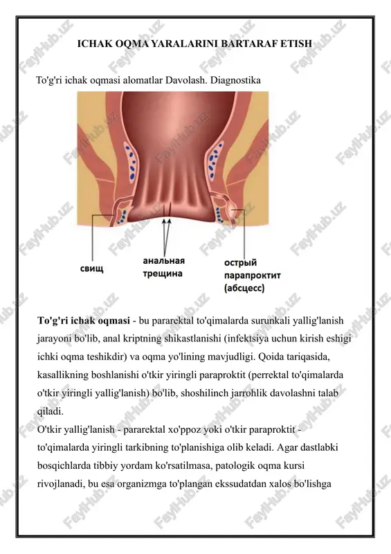 to'g'ri ichak oqmasi alomatlar davolash. diagnostika — DOCX