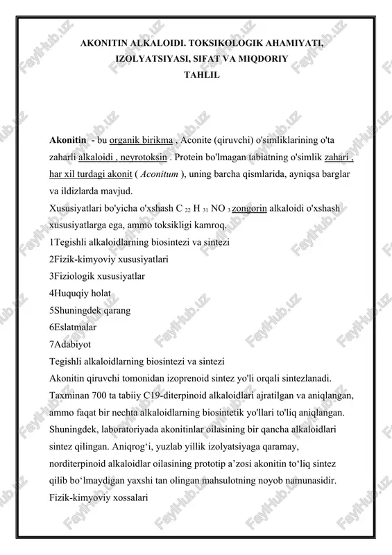 akonitin alkaloidi — DOCX