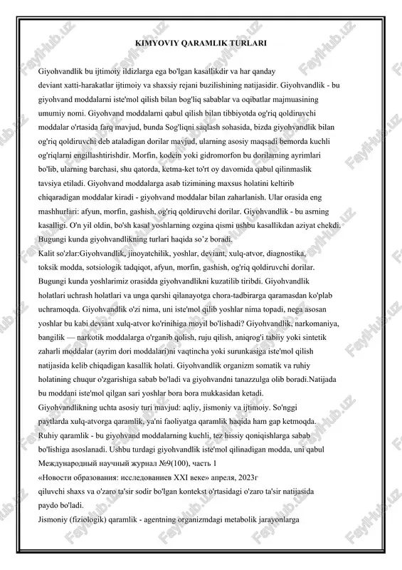 kimyoviy qaramlik turlari — DOCX