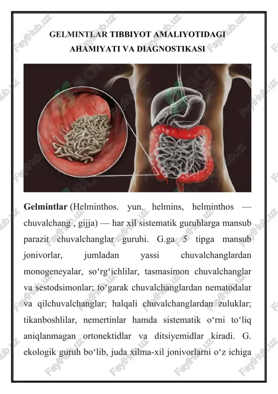 gelmintlar tibbiyot amaliyoti — DOCX