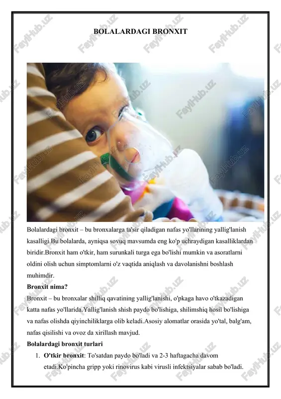 bolalardagi bronxit — DOCX