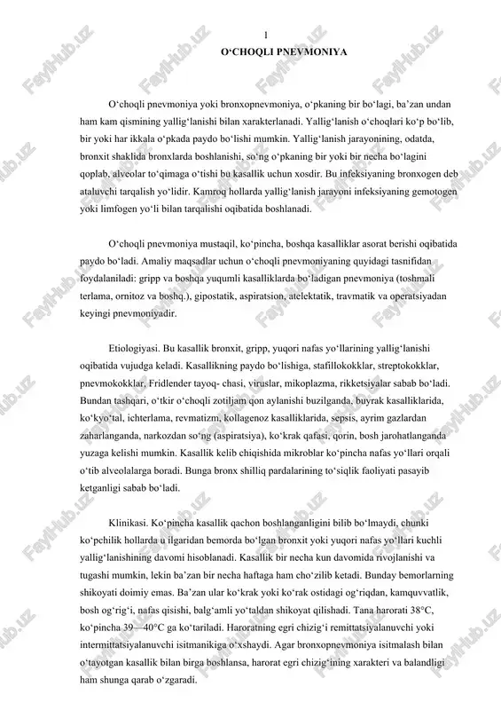o‘choqli pnevmoniya — DOCX