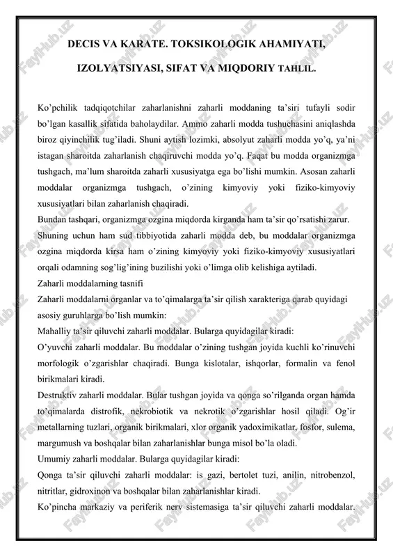 zaharli moddalar — DOCX