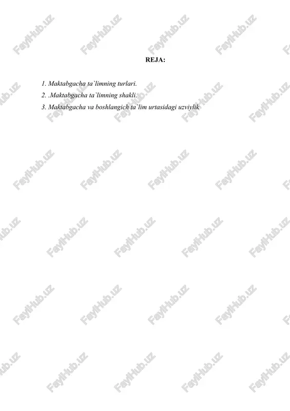 maktabgacha ta`limning rivojlanishi — DOC