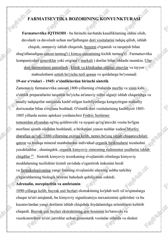 farmatsevtika bozorining konyunkturasi — DOCX