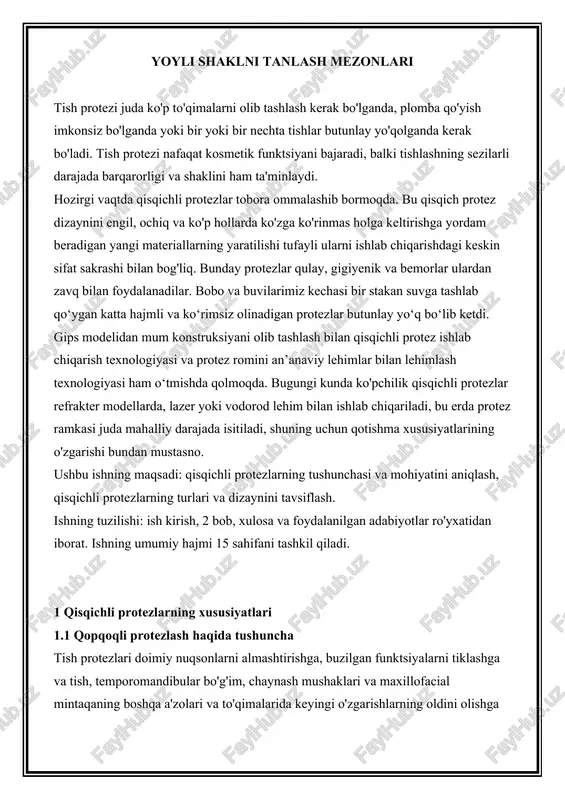 yoyli shaklni tanlash mezonlari — DOCX
