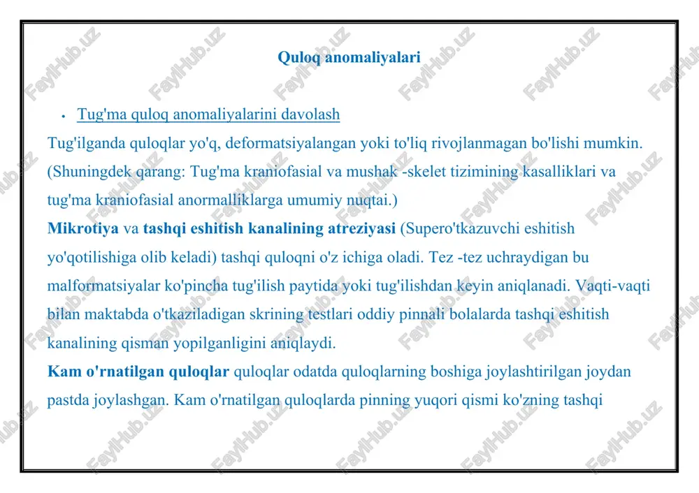 quloq anomaliyalari — DOCX