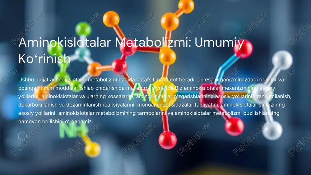 aminokislotalar metabolizmi: umumiy — PDF